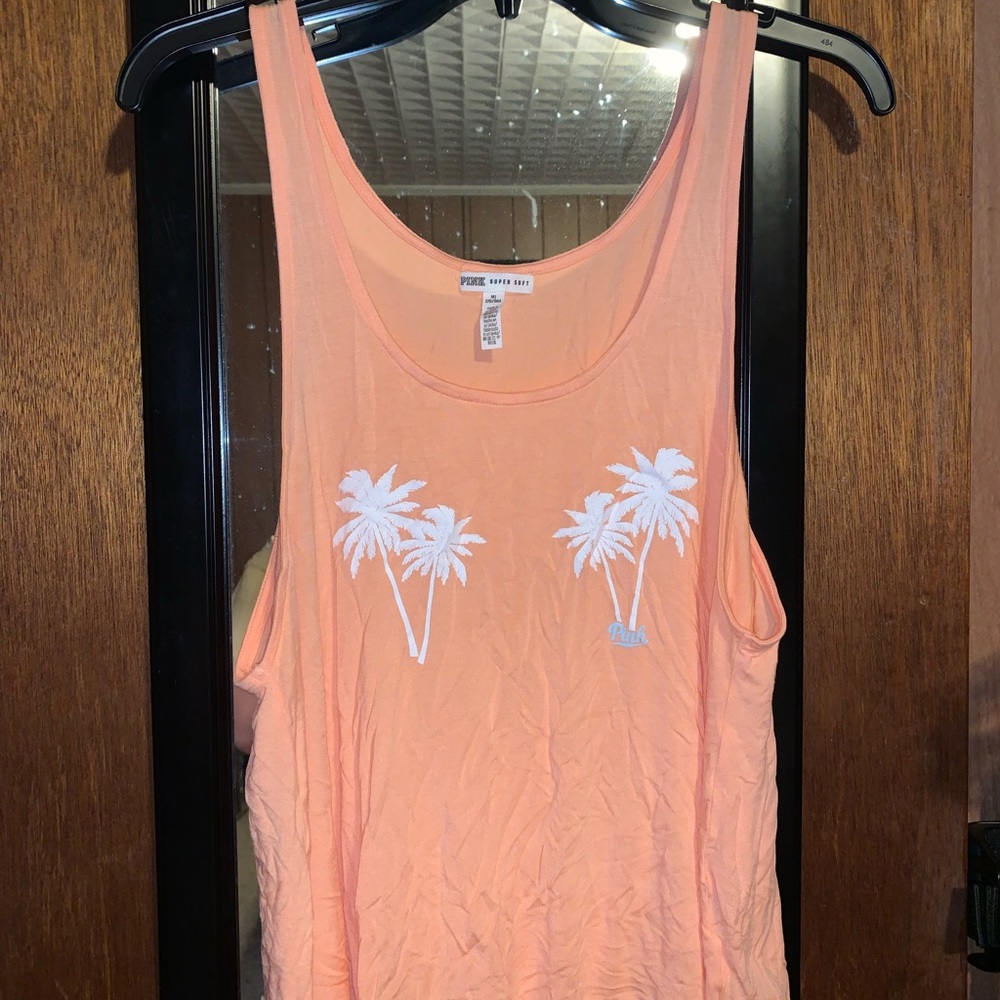PINK super soft palm tree tank. Size medium
